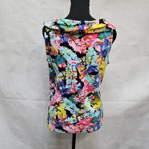 Rafaella Floral Oversized Collar 100% Cotton Pull Over Top Blue Pink Size M - Picture 4 of 7